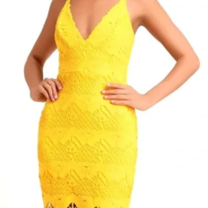LuLu's sway away Golden yellow Crochet Lace dress